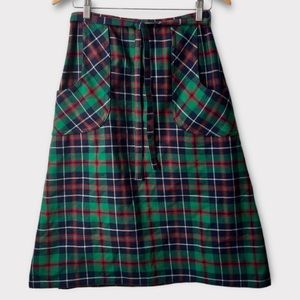 Vintage L.L. Bean Plaid Tartan Wrap Skirt 100% Wool 🎄Size Medium Adjustable